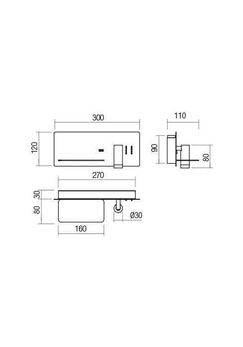 Aplică Brook LED 1X8W + 1X3W USB 3000 K LEFT BK 3