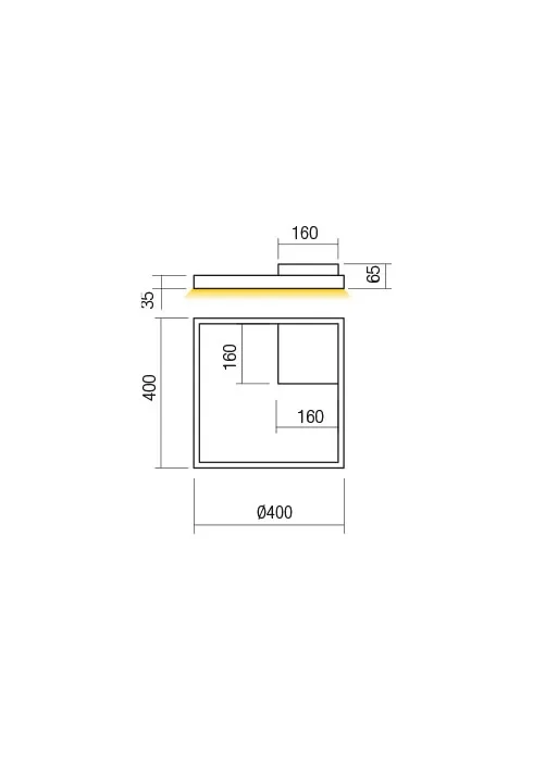Aplică / plafonieră Febe LED SQ 30 W 3000 K D400*400 SBK 3