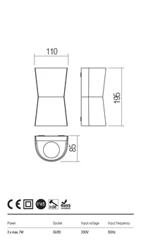 Aplice Tron GU10 2 x 7 W IP65 Gri Închis 2