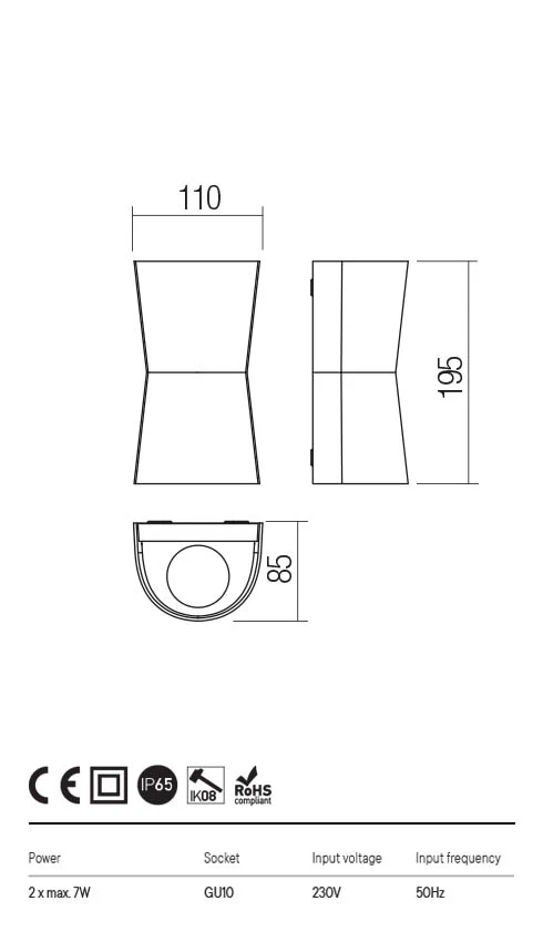 Aplice Tron GU10 2 x 7 W IP65 Gri Închis 2