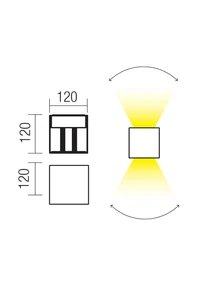 Aplice Vary LED 2 x 10 W 3000 K IP54 Gri Închis 2
