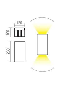 Aplice Vary LED 2 x 10 W 3000 K IP54 Maro Închis 2