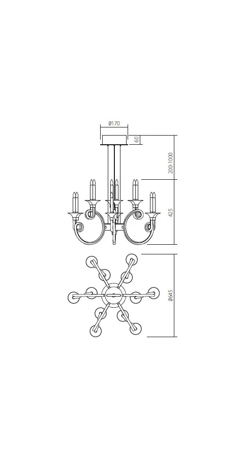 Люстра CHATEAU LED 119 W 3000 K Золотой 2