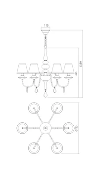 Candelabru ELIZEE E14 6 x max. 28 W Negru Mat 2