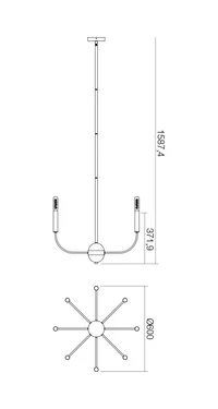 Candelabru KONIG E14 8 x max. 28 W Negru / Alamă Antichizată 2