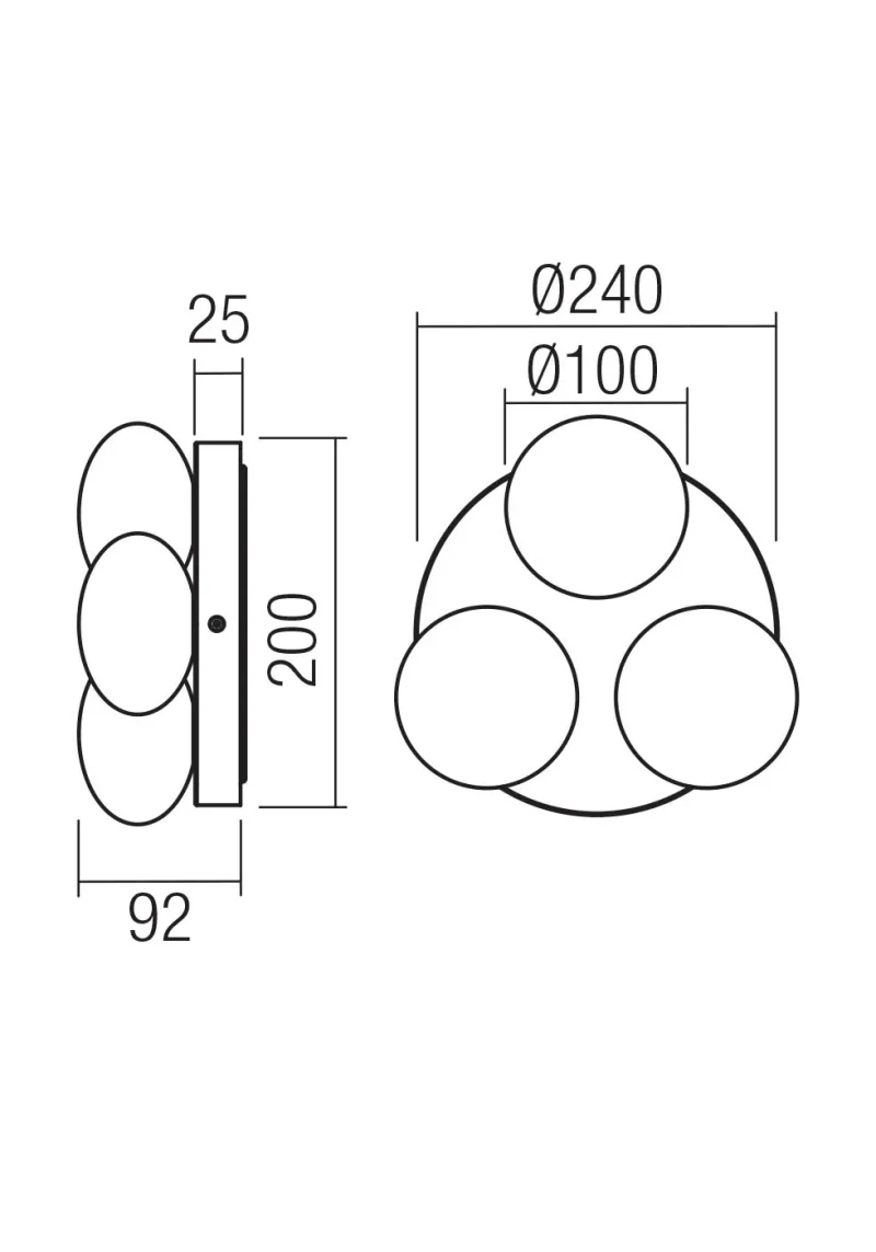 Plafonieră Ovum LED 3X5W 3000/4000 K IP44 SBK 3