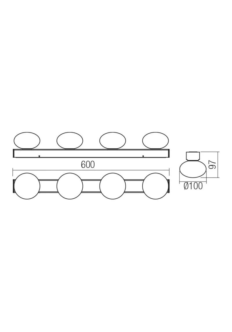 Plafonieră Ovum LED 4X5W 3000/4000 K IP44 SBK 3