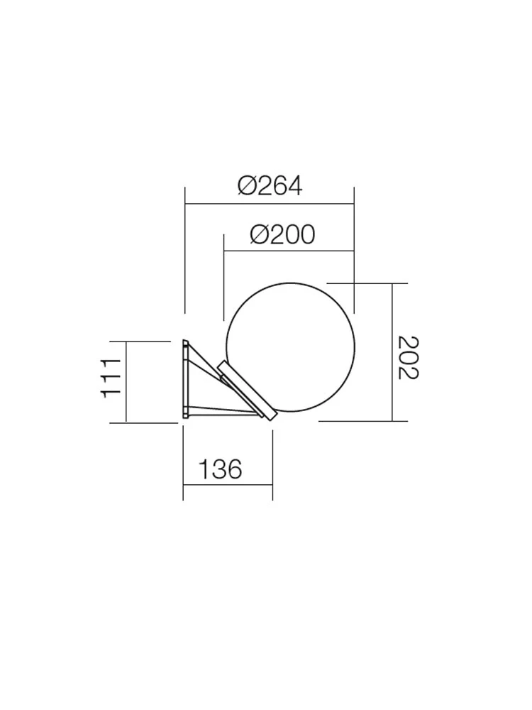 Aplică exterior Sfera 200 1 GLOB AP/PL 1 x 28 W E27 OPAL 2