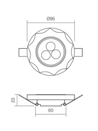 Spot încastrat Cr 34 Led 34 LED 3 x 1 W NW driver inc. 2