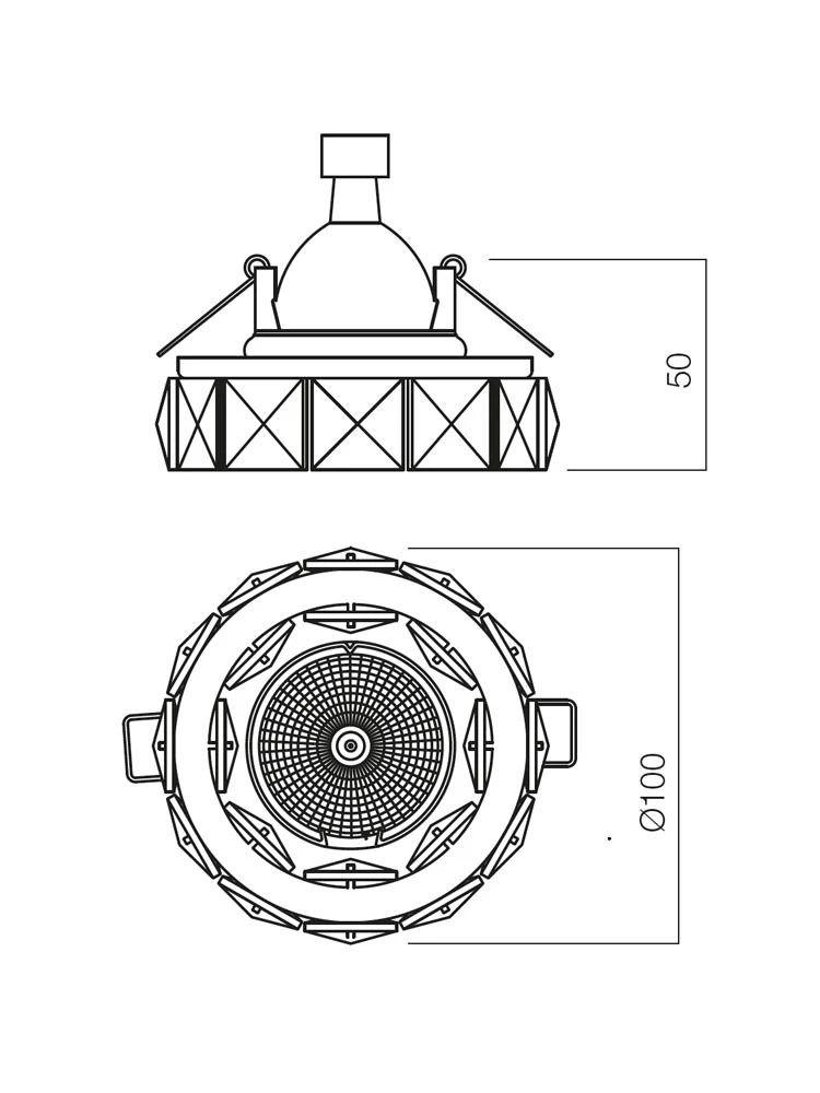 Spot încastrat Cr 36 36 CH, 1 x max. 50 W/12V, GU 10 2