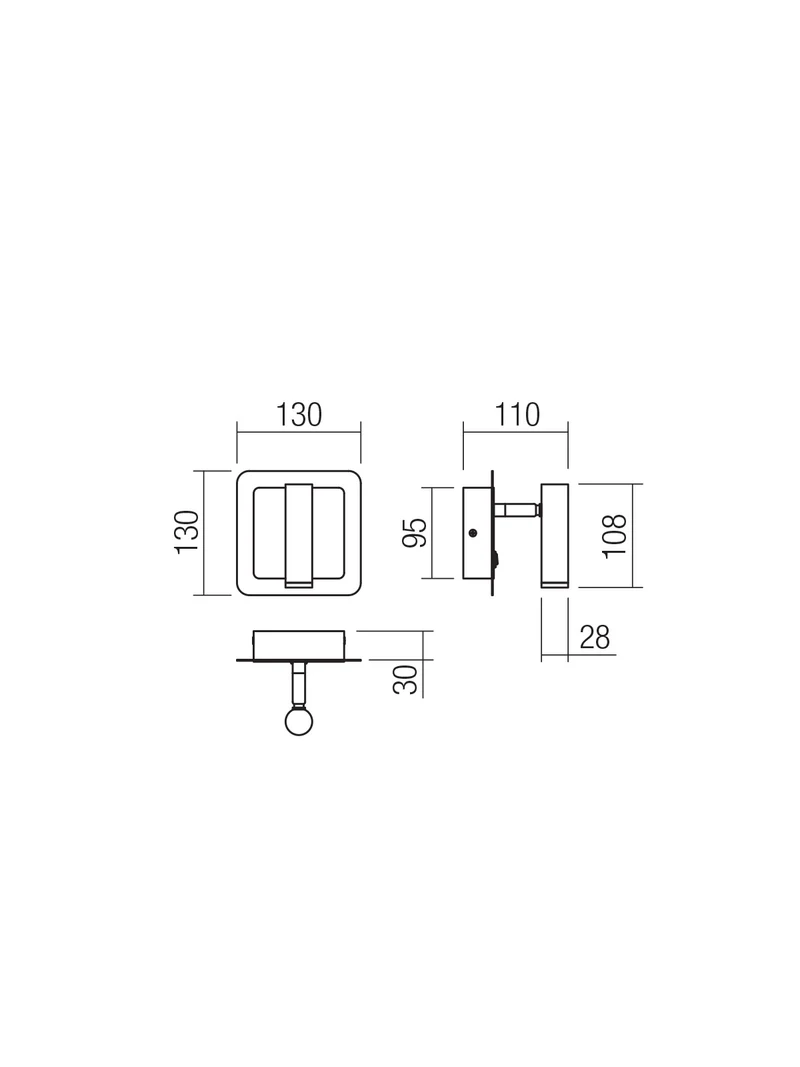 Aplică Closer LED 6 W 3000 K SQ BK 2