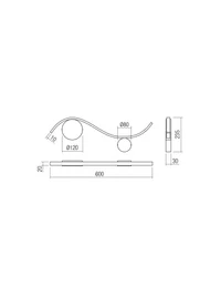 Aplică Wave LED 9 W 3000 K D600 BRASS 2