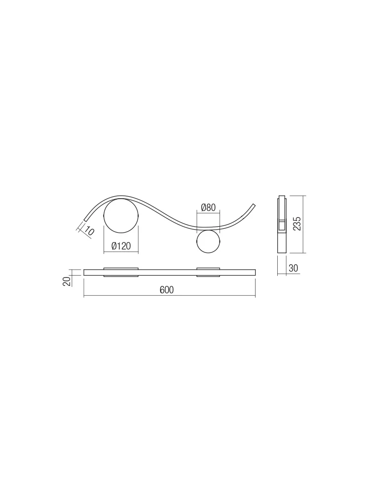 Aplică Wave LED 9 W 3000 K D600 BRASS 2