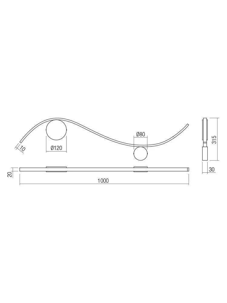 Aplică Wave LED 11 W 3000 K D1000 BRASS 2