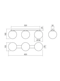Aplică / plafonieră Boldy 191 BOWLING AP/PL 3 x 42 W L620 E27 SBK 2