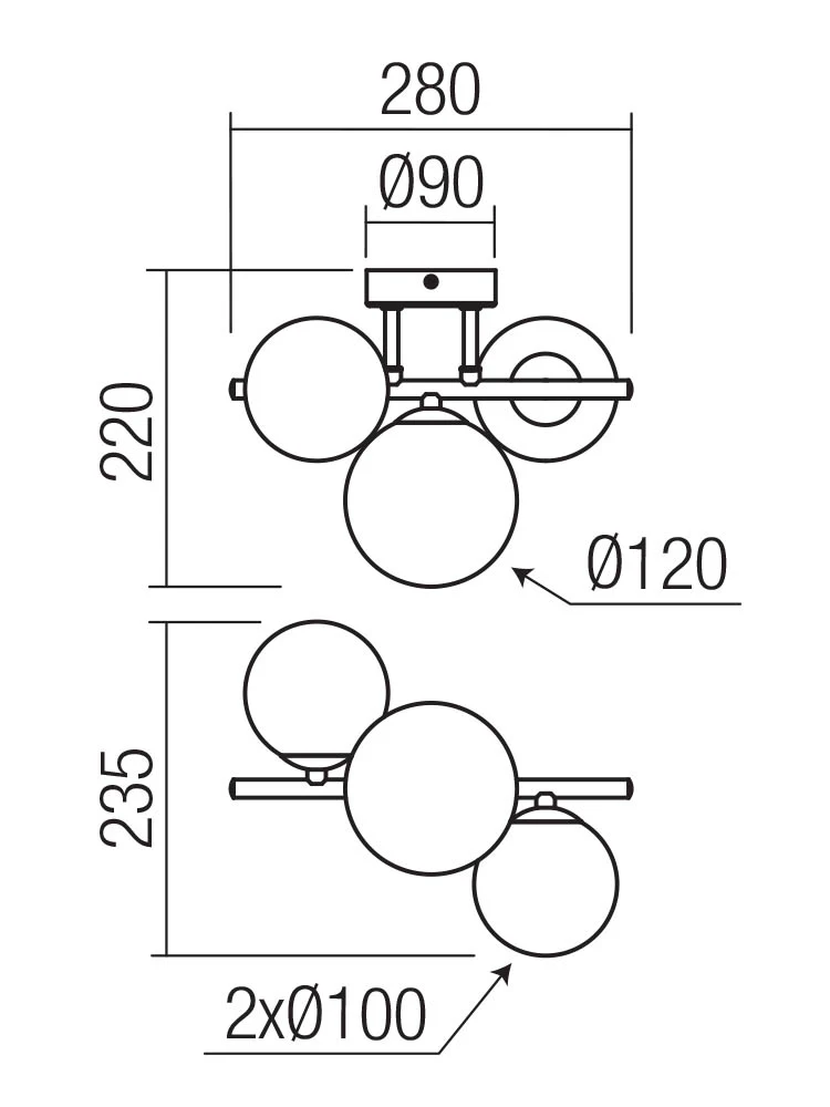 Aplică Astra 3 x 8 W G9 SBK/SH.SMOKE 2