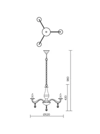 Candelabru Fabiola LU 3 x 28 W E14 2