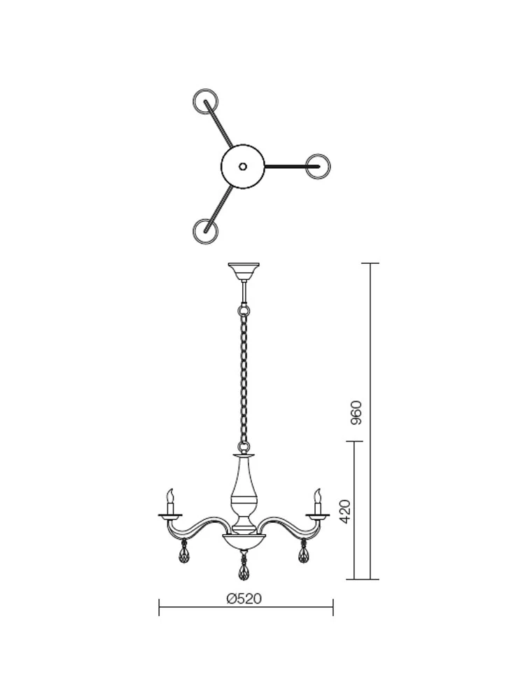 Candelabru Fabiola LU 3 x 28 W E14 2