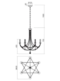 Candelabru Aphrodite SU 6 x 28 W E14 GD 2