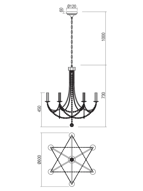 Candelabru Aphrodite SU 6 x 28 W E14 GD