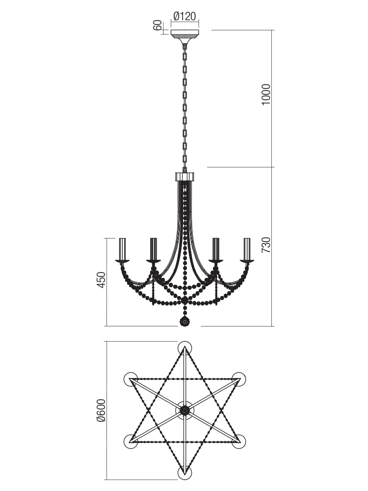 Candelabru Aphrodite SU 6 x 28 W E14 GD 2