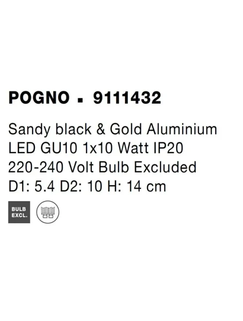 Proiector POGNO GU10, 1x10 W, 220-240 V, IP20, aluminiu