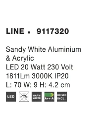 Aplică LINE LED 20 W, 230 V, 3000K, IP20, aluminiu și acril 10