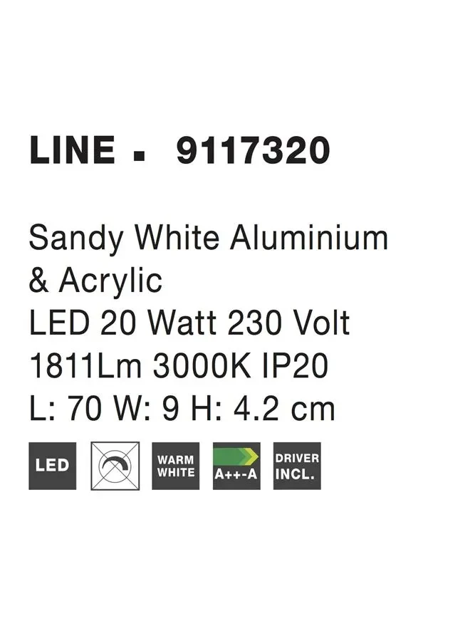 Aplică LINE LED 20 W, 230 V, 3000K, IP20, aluminiu și acril 10