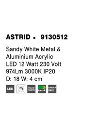 Aplică ASTRID LED 12 W, 220-240 V, 1264 lm, 3000K, IP20, aluminiu, acril și metal 7