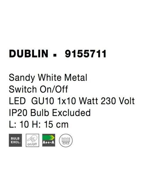 Proiector DUBLIN GU10, 1x10 W, 230 V, IP20, metal