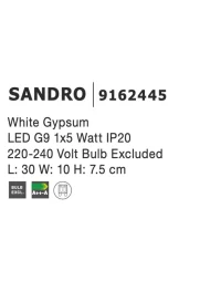 Aplică SANDRO E14, 1x5 W, 230 V, IP20, gips 4