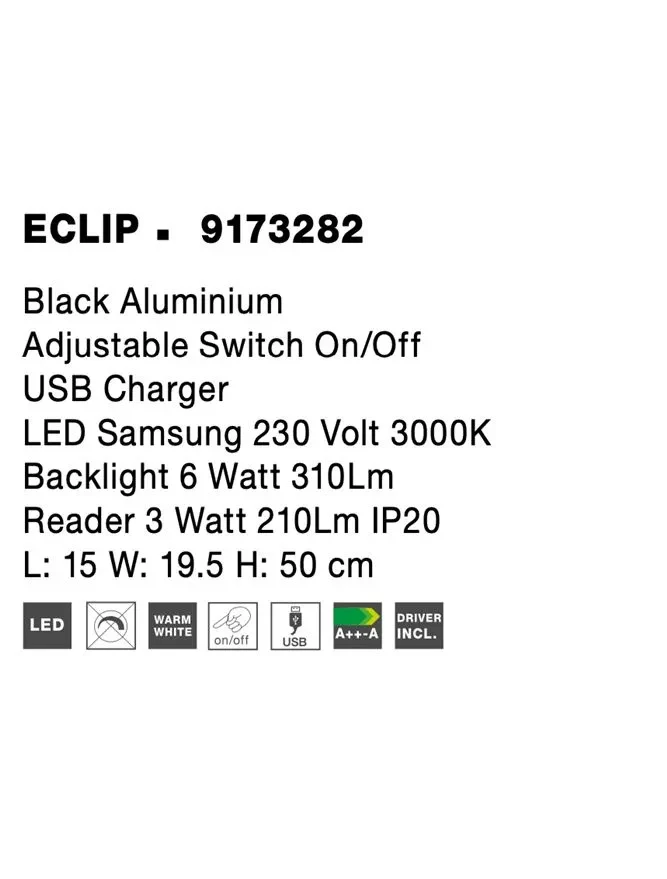 Aplică ECLIP LED 3 W+6 W, 230 V, 210 lm+310 lm, 3000K, IP20, aluminiu 9