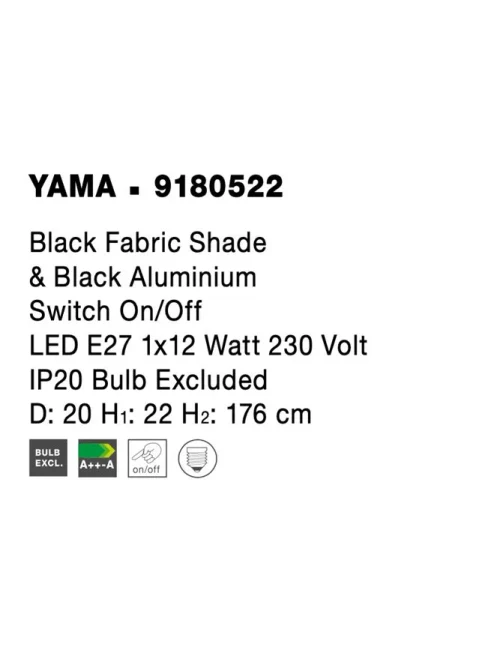 Lampadar YAMA E27, 1x12 W, 230 V, IP20, aluminiu