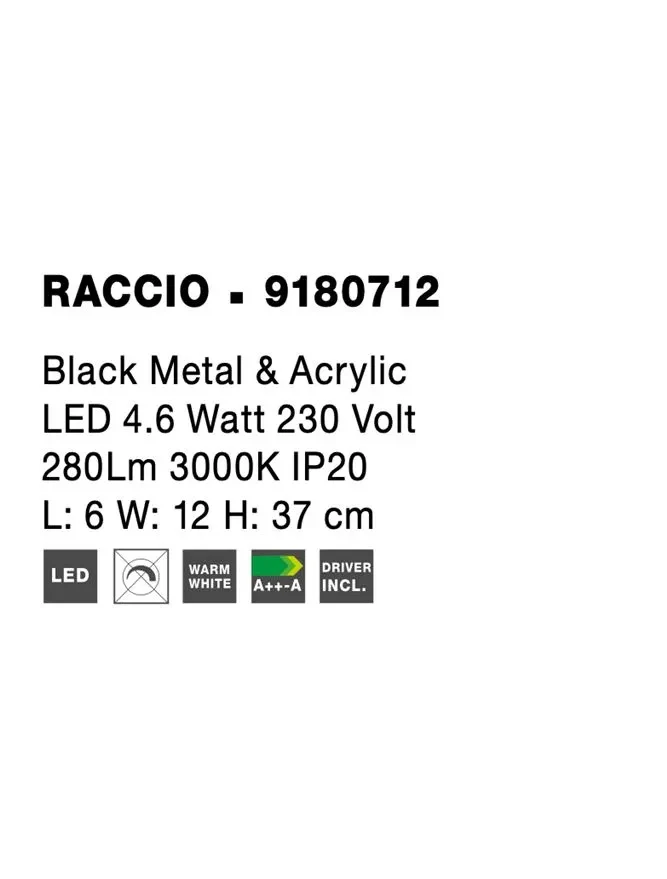 Aplică RACCIO LED 4.6 W, 230 V, 280 lm, 3000K, IP20, acril și metal 8