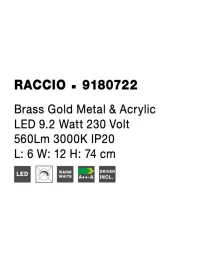 Aplică RACCIO LED 9 W, 230 V, 560 lm, 3000K, IP20, acril și metal 9