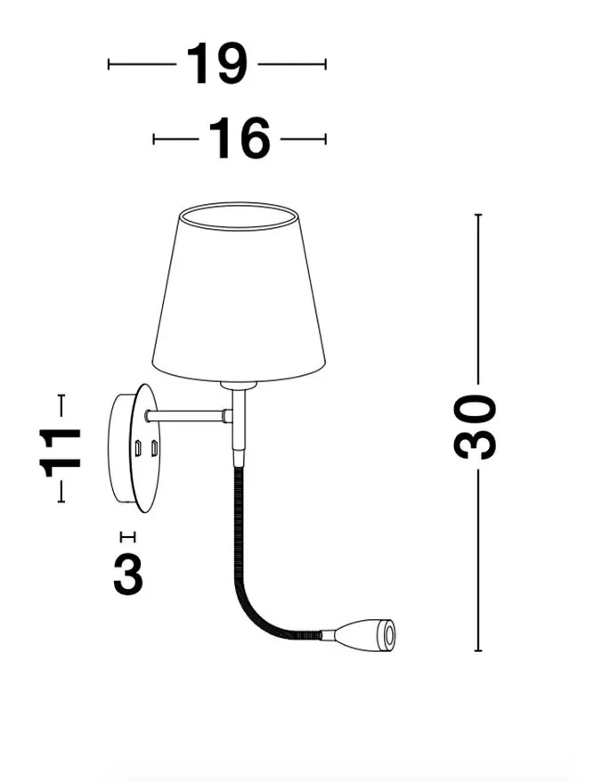 Aplică NIA E14, 3 W / 1x5 W, 230 V, 180 lm, 3000K, IP20, textil și metal 6