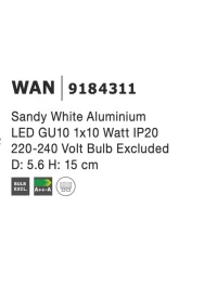 Aplică WAN GU10, compatibil 1x35 W, 230 V, IP20, aluminiu 4