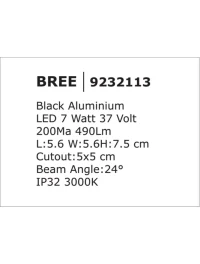 Spot BREE LED 7 W, 37 V 200 mA, 490 lm, 3000K, IP32, aluminiu 8