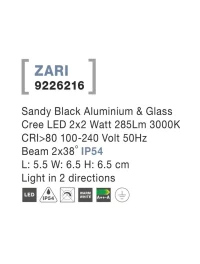 Aplică exterior ZARI LED 2x2 W, 100-240 V, 285 lm, 3000K, IP54, aluminiu și sticlă 4