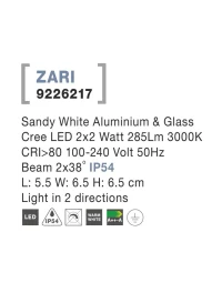 Aplică exterior ZARI LED 2x2 W, 100-240 V, 285 lm, 3000K, IP54, aluminiu și sticlă 5