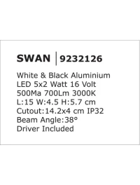 Spot SWAN LED 5x2 W, 16 V 500 mA, 700 lm, 3000K, IP20, aluminiu 11