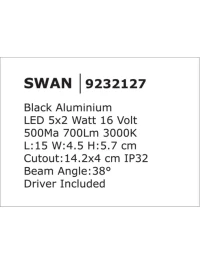 Spot SWAN LED 5x2 W, 16 V 500 mA, 700 lm, 3000K, IP20, aluminiu 11
