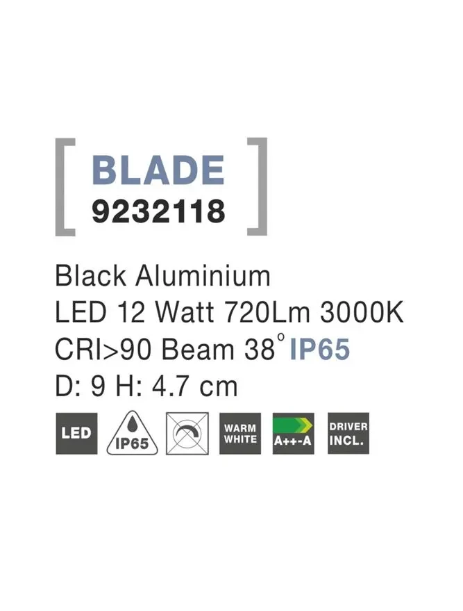 Spot BLADE LED 12 W, 220-240 V, 720 lm, 3000K, IP65, aluminiu 5