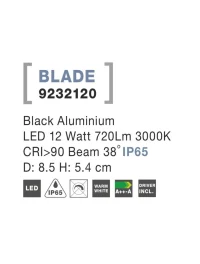 Spot BLADE LED 12 W, 37 V 300 mA, 720 lm, 3000K, IP65, aluminiu 5