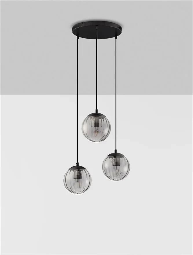 Suspensie ABBACUS E27, 3x12 W, 100-240 V, IP20, metal și sticlă 3