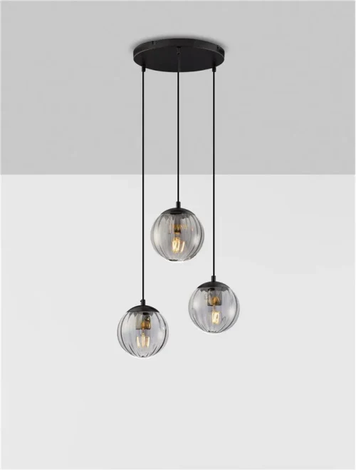Suspensie ABBACUS E27, 3x12 W, 100-240 V, IP20, metal și sticlă
