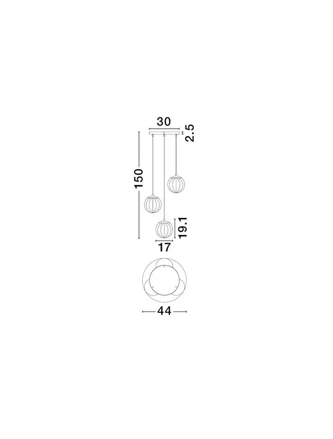Suspensie ABBACUS E27, 3x12 W, 100-240 V, IP20, metal și sticlă 6