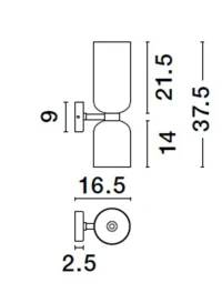 Aplică PALMER E14, 2x5 W, 230 V, IP20, metal și sticlă 6