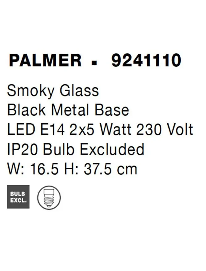 Aplică PALMER E14, 2x5 W, 230 V, IP20, metal și sticlă 7
