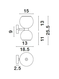Aplică PALMER E14, 2x5 W, 230 V, IP20, metal și sticlă 8